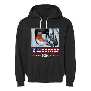 Donald Trump Rides In Garbage Truck Garment-Dyed Fleece Hoodie