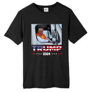 Donald Trump Rides In Garbage Truck Tall Fusion ChromaSoft Performance T-Shirt