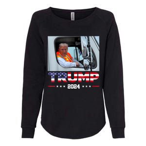 Donald Trump Rides In Garbage Truck Womens California Wash Sweatshirt