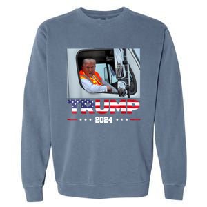 Donald Trump Rides In Garbage Truck Garment-Dyed Sweatshirt