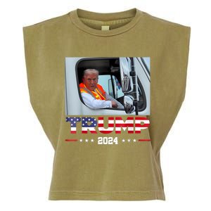 Donald Trump Rides In Garbage Truck Garment-Dyed Women's Muscle Tee