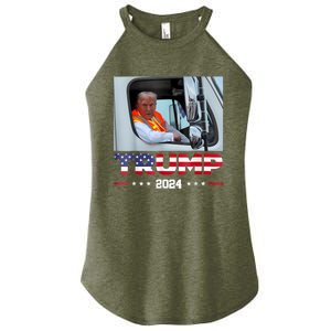 Donald Trump Rides In Garbage Truck Women's Perfect Tri Rocker Tank