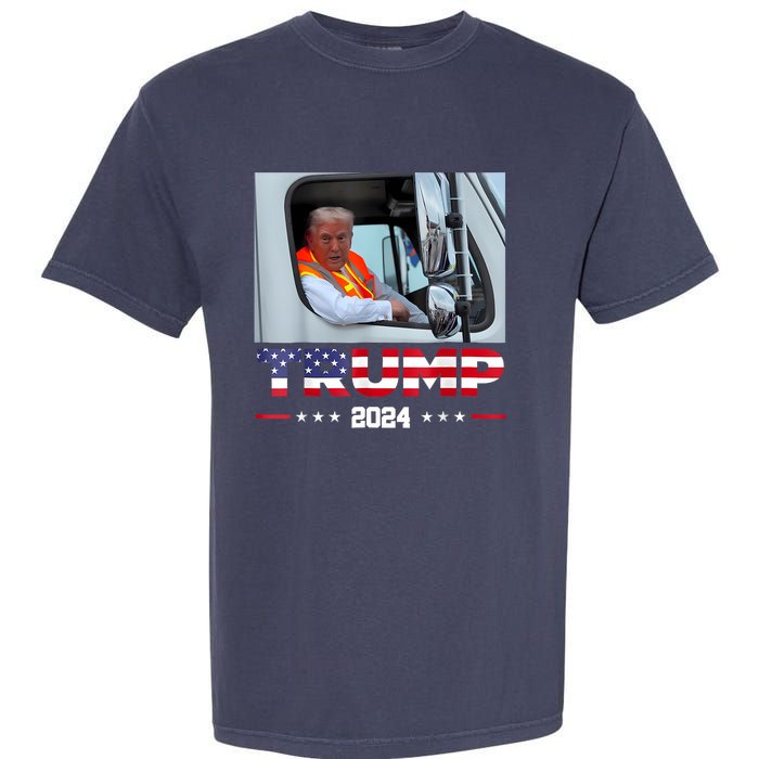 Donald Trump Rides In Garbage Truck Garment-Dyed Heavyweight T-Shirt