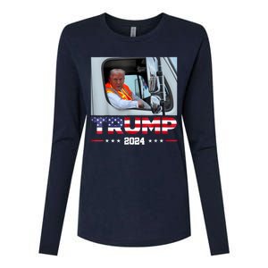 Donald Trump Rides In Garbage Truck Womens Cotton Relaxed Long Sleeve T-Shirt