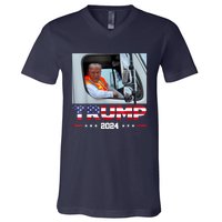 Donald Trump Rides In Garbage Truck V-Neck T-Shirt