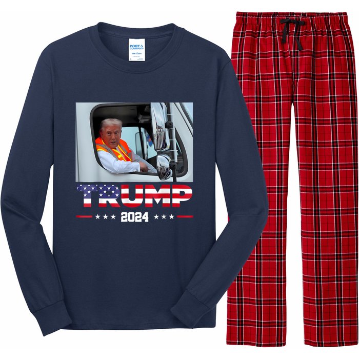 Donald Trump Rides In Garbage Truck Long Sleeve Pajama Set