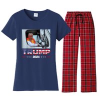 Donald Trump Rides In Garbage Truck Women's Flannel Pajama Set