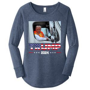 Donald Trump Rides In Garbage Truck Women's Perfect Tri Tunic Long Sleeve Shirt