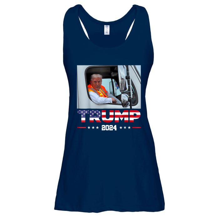 Donald Trump Rides In Garbage Truck Ladies Essential Flowy Tank