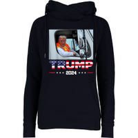 Donald Trump Rides In Garbage Truck Womens Funnel Neck Pullover Hood