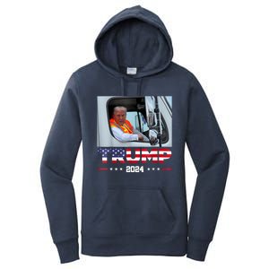 Donald Trump Rides In Garbage Truck Women's Pullover Hoodie