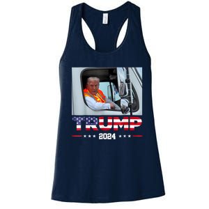 Donald Trump Rides In Garbage Truck Women's Racerback Tank