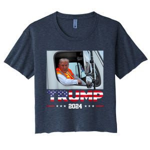 Donald Trump Rides In Garbage Truck Women's Crop Top Tee