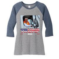 Donald Trump Rides In Garbage Truck Women's Tri-Blend 3/4-Sleeve Raglan Shirt