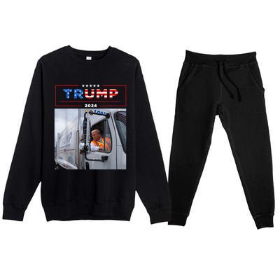 Donald Trump Rides In Garbage Truck Garbage Trump Premium Crewneck Sweatsuit Set