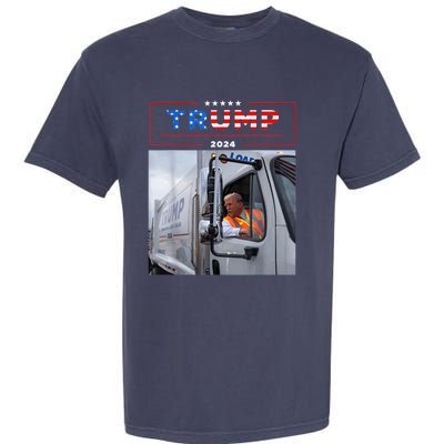 Donald Trump Rides In Garbage Truck Garbage Trump Garment-Dyed Heavyweight T-Shirt