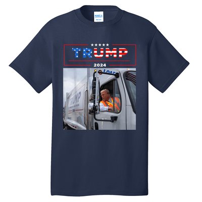 Donald Trump Rides In Garbage Truck Garbage Trump Tall T-Shirt