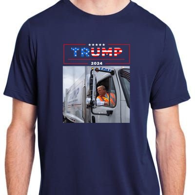 Donald Trump Rides In Garbage Truck Garbage Trump Adult ChromaSoft Performance T-Shirt