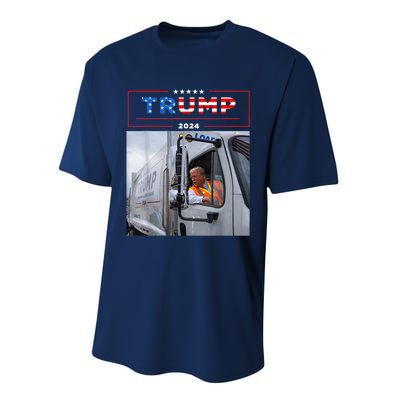 Donald Trump Rides In Garbage Truck Garbage Trump Performance Sprint T-Shirt