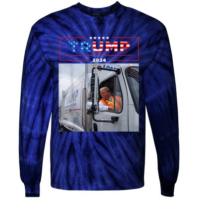 Donald Trump Rides In Garbage Truck Garbage Trump Tie-Dye Long Sleeve Shirt