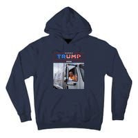 Donald Trump Rides In Garbage Truck Garbage Trump Tall Hoodie