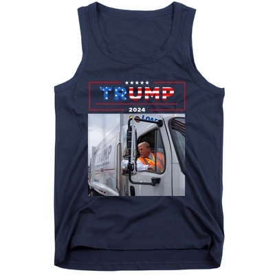 Donald Trump Rides In Garbage Truck Garbage Trump Tank Top