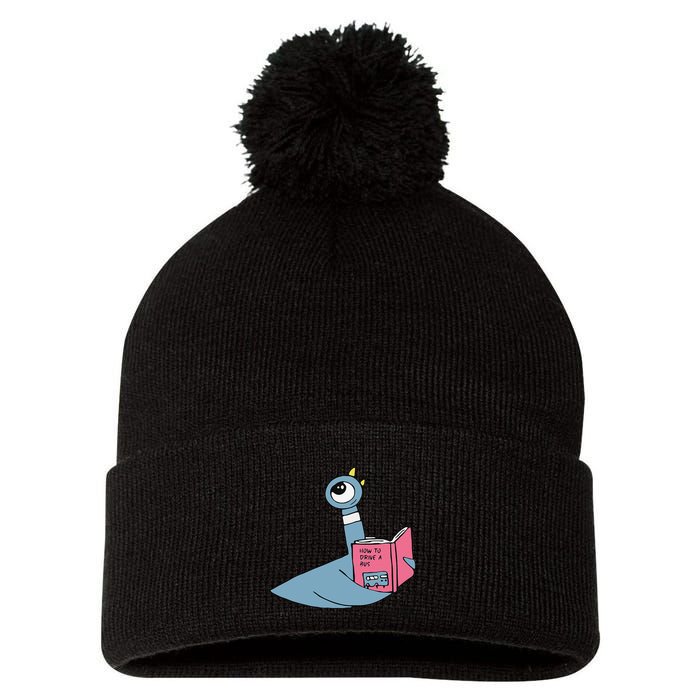 Driven To Read Pigeon Library Reading Books Reader Gift Pom Pom 12in Knit Beanie