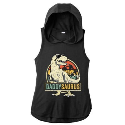 Daddysaurus T Rex Dinosaur Daddy Saurus Fathers Day Gift Dad Ladies PosiCharge Tri-Blend Wicking Draft Hoodie Tank