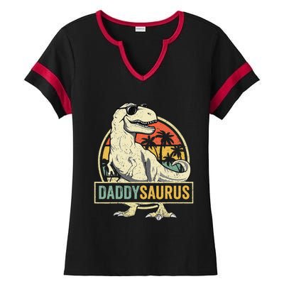 Daddysaurus T Rex Dinosaur Daddy Saurus Fathers Day Gift Dad Ladies Halftime Notch Neck Tee