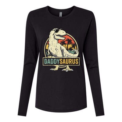 Daddysaurus T Rex Dinosaur Daddy Saurus Fathers Day Gift Dad Womens Cotton Relaxed Long Sleeve T-Shirt