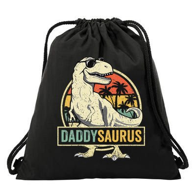 Daddysaurus T Rex Dinosaur Daddy Saurus Fathers Day Gift Dad Drawstring Bag