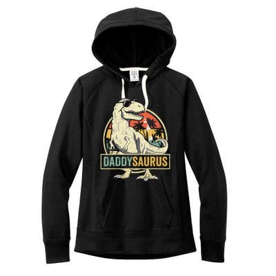 Daddysaurus T Rex Dinosaur Daddy Saurus Fathers Day Gift Dad Women's Fleece Hoodie