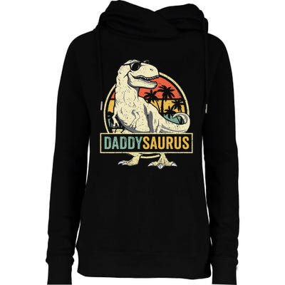 Daddysaurus T Rex Dinosaur Daddy Saurus Fathers Day Gift Dad Womens Funnel Neck Pullover Hood