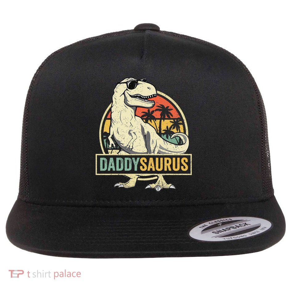 Daddysaurus T Rex Dinosaur Daddy Saurus Fathers Day Gift Dad Flatbill Hat