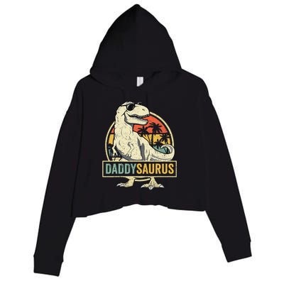 Daddysaurus T Rex Dinosaur Daddy Saurus Fathers Day Gift Dad Crop Fleece Hoodie