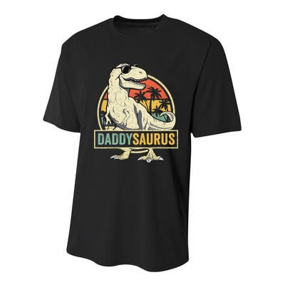 Daddysaurus T Rex Dinosaur Daddy Saurus Fathers Day Gift Dad Youth Performance Sprint T-Shirt