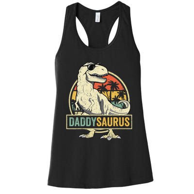 Daddysaurus T Rex Dinosaur Daddy Saurus Fathers Day Gift Dad Women's Racerback Tank