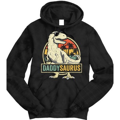 Daddysaurus T Rex Dinosaur Daddy Saurus Fathers Day Gift Dad Tie Dye Hoodie