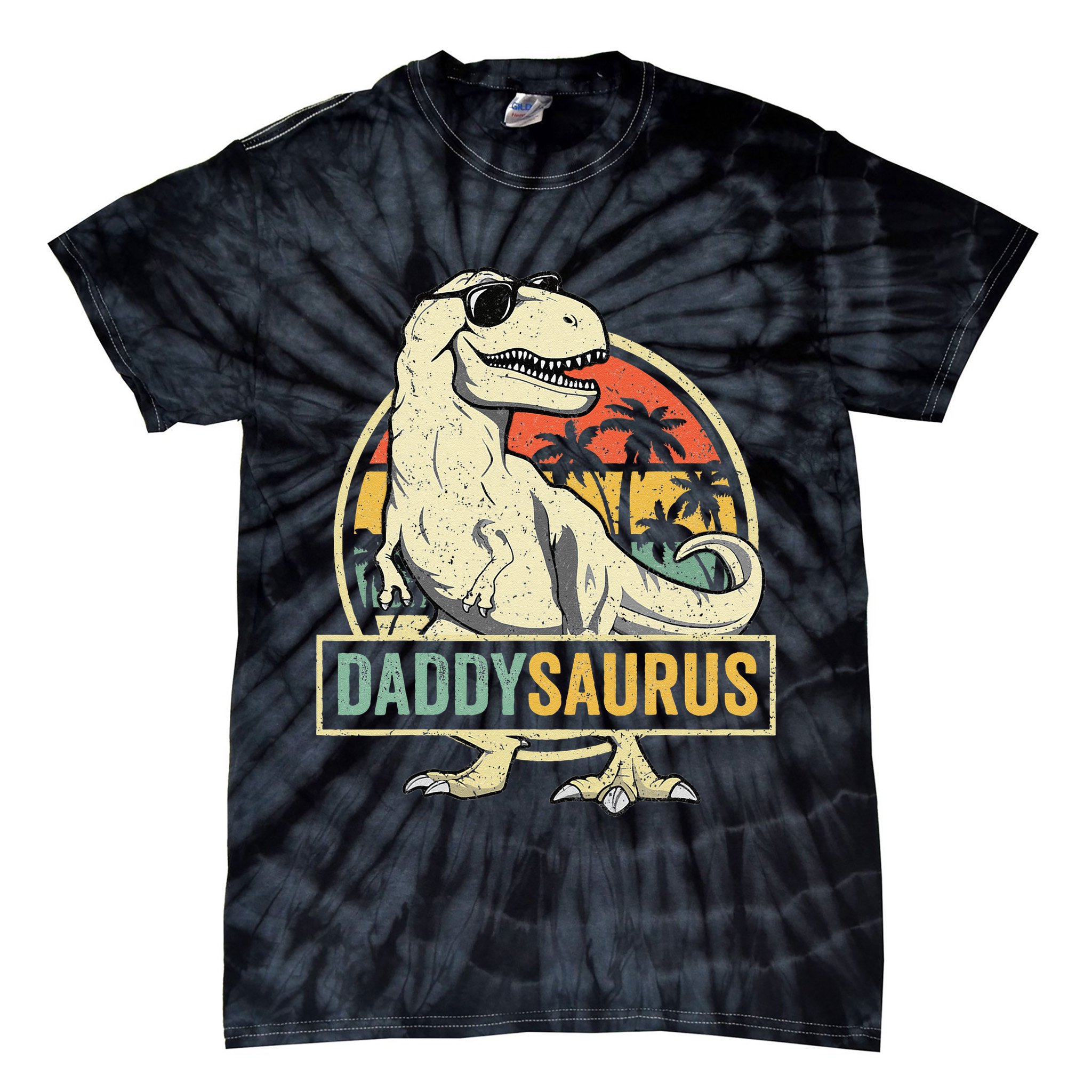 Daddysaurus T Rex Dinosaur Daddy Saurus Fathers Day Gift Dad Tie-Dye T-Shirt