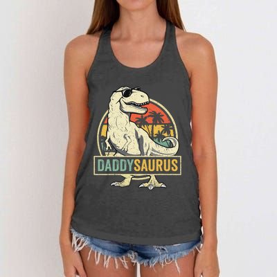 Daddysaurus T Rex Dinosaur Daddy Saurus Fathers Day Gift Dad Women's Knotted Racerback Tank