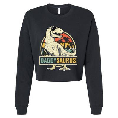 Daddysaurus T Rex Dinosaur Daddy Saurus Fathers Day Gift Dad Cropped Pullover Crew