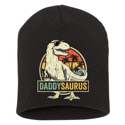 Daddysaurus T Rex Dinosaur Daddy Saurus Fathers Day Gift Dad Short Acrylic Beanie