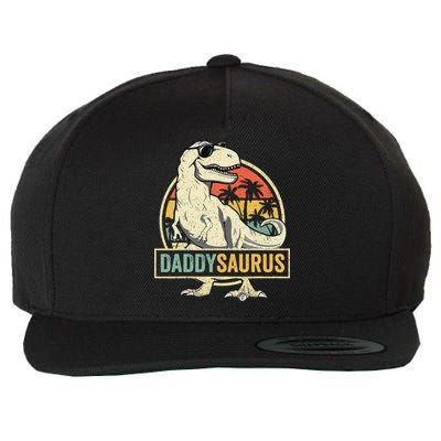 Daddysaurus T Rex Dinosaur Daddy Saurus Fathers Day Gift Dad Wool Snapback Cap