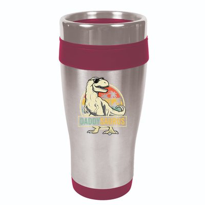 Daddysaurus T Rex Dinosaur Daddy Saurus Fathers Day Gift Dad 16oz Travel Tumbler