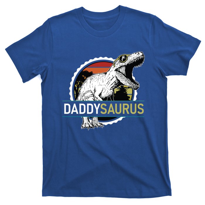 Daddysaurus T Rex Funny Dinosaur Father Dad Vintage Sunset Gift T-Shirt