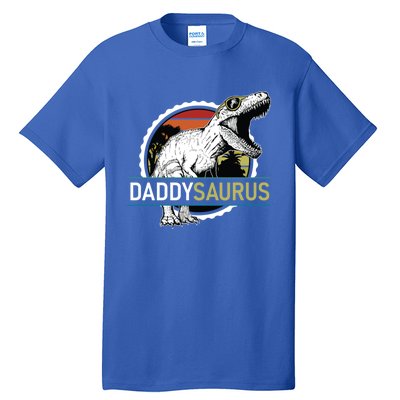 Daddysaurus T Rex Funny Dinosaur Father Dad Vintage Sunset Gift Tall T-Shirt