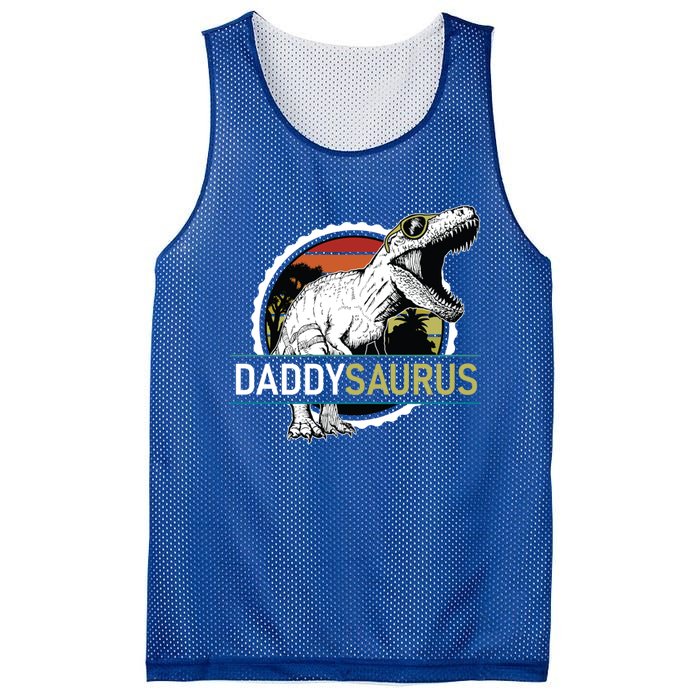 Daddysaurus T Rex Funny Dinosaur Father Dad Vintage Sunset Gift Mesh Reversible Basketball Jersey Tank