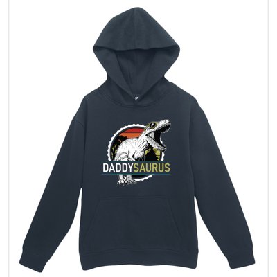 Daddysaurus T Rex Funny Dinosaur Father Dad Vintage Sunset Gift Urban Pullover Hoodie