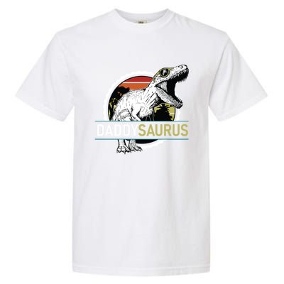 Daddysaurus T Rex Funny Dinosaur Father Dad Vintage Sunset Gift Garment-Dyed Heavyweight T-Shirt