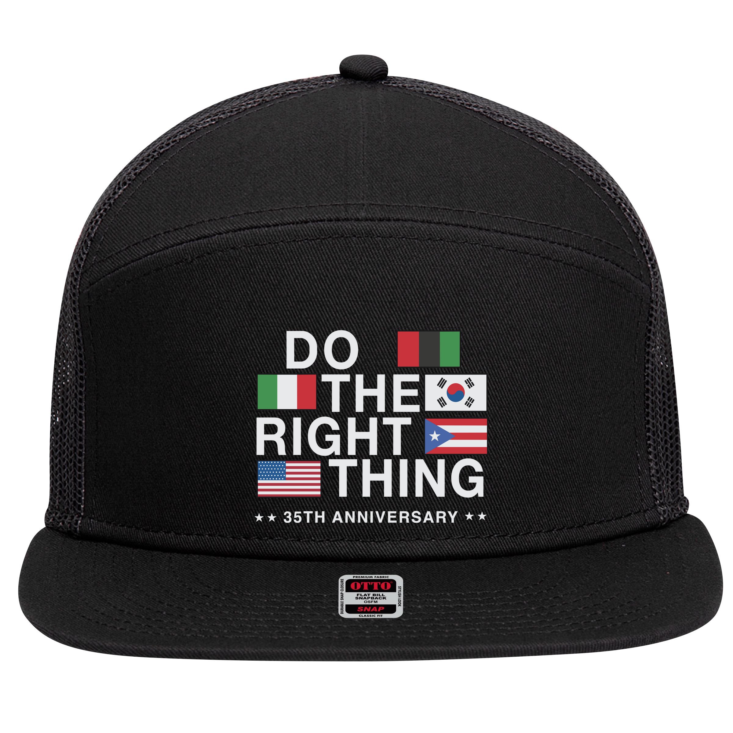 Do The Right Thing Flag 35th Anniversary 7 Panel Mesh Trucker Snapback Hat